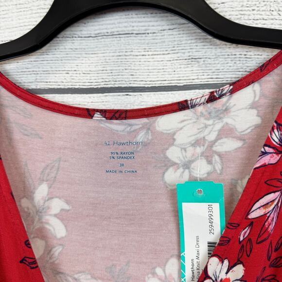 41 Hawthorn Plus Size Adelina Red Floral V-Neck Sleeveless Dress Size 3X - Picture 8 of 9